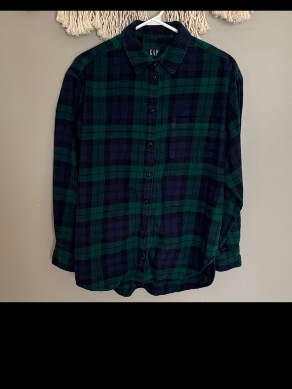 GAP Women’s  Green and Blue Blackwatch Plaid Shirt - Picture 3 of 3